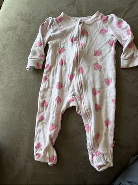 Huggies Pink Strawberry-Print Baby One-Piece Footed Pajama